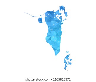 Bahrain Map - Abstract geometric rumpled triangular low poly style gradient graphic on white background , line dots polygonal design for your . Vector illustration eps 10.