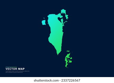 Bahrain map of abstract gradient green blue concept with technology light effect vector.