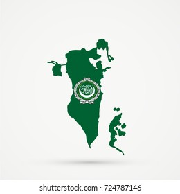 Bahrain map in Arab League flag colors, editable vector.