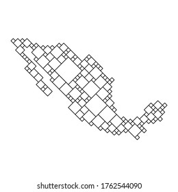 Bahrain map from black pattern from a grid of squares of different sizes . Vector illustration.