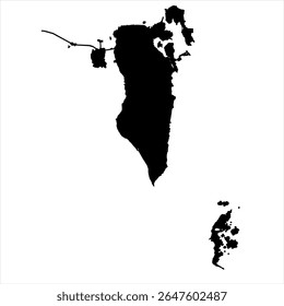Bahrain Map - black World Map International vector template with High detailed isolated on white background - Vector