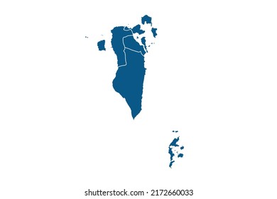 Bahrain Map blue Color on White Backgound