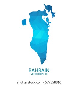 Bahrain map - blue geometric rumpled triangular low poly style gradient graphic background , polygonal design for your . Vector illustration eps 10.