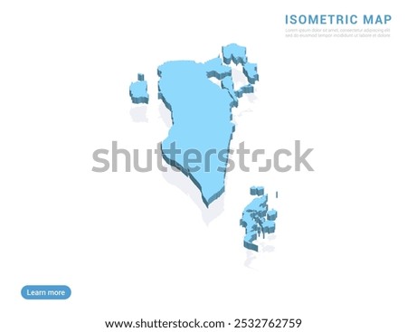 Bahrain map blue on white background with isometric vector.