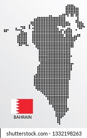 Bahrain map design square with flag Bahrain.