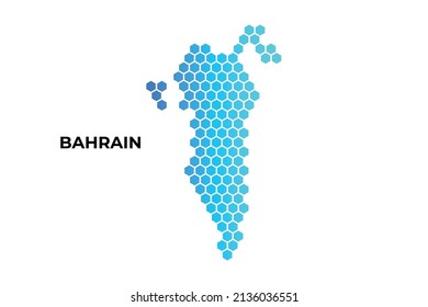 Bahrain-Karte, digitale Hexagon-Form, weißer Hintergrund, Vektorgrafik