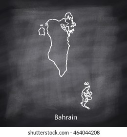 Bahrain map drawn with chalk on blackboard background