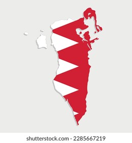 bahrain map with flag on gray background