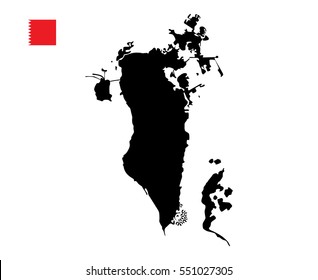 Bahrain Map with Flag Vector