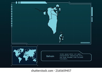 Bahrain Map Futuristic  infographic Map element collection background