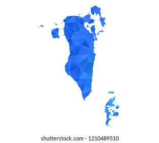 bahrain map in geometric blue polygonal style modern design on white background. Vector illustration.