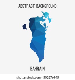 Bahrain map in geometric polygonal,mosaic style.Abstract tessellation,modern design background,low poly. Vector illustration.