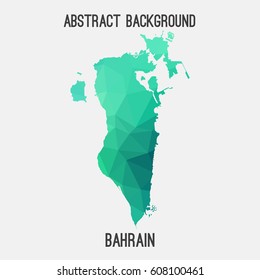 Bahrain map in geometric polygonal,mosaic style.Abstract tessellation,modern design background,low poly. Vector illustration.