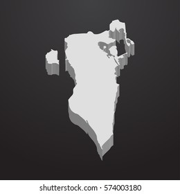 Bahrain map in gray on a black background 3d