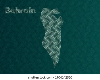 bahrain map with green and gold oriental geometric simple pattern and abstract waves