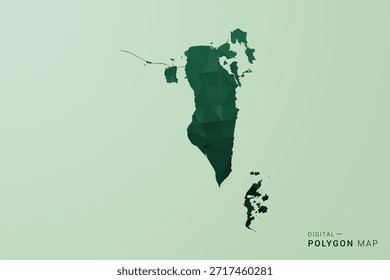 Mapa de Bahréin - Ilustración vectorial de estilo de polígono verde, diseño geométrico de bajo poli con silueta limpia sobre fondo verde suave.