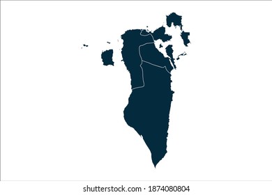 bahrain map High Detailed on white background.