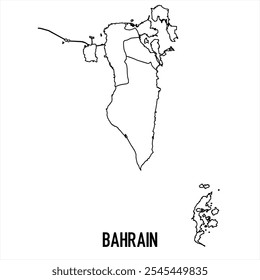 bahrain map icon isolated on white background. Outline map. Simple line icon. Vector illustration