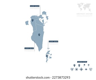 Bahrain map of infographic blue Navigator pin location checking communication information plan position.