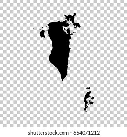 Bahrain map isolated on transparent background. Black map for your design. Vector illustration, easy to edit.
