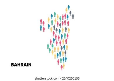 Bahrain Map made by a group of people, Population. Globalization. People from different countries