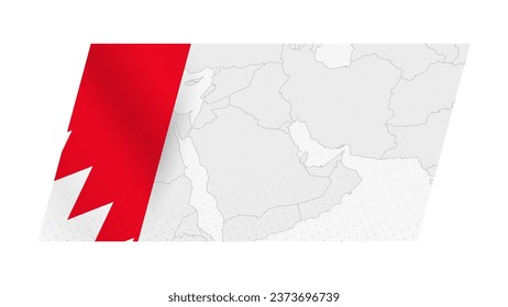 Bahrain map in modern style with flag of Bahrain on left side. Vector illustration of a map.