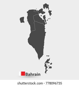 bahrain map on black on white background.vector illustration.