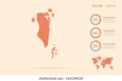 Bahrain map orange abstract infographic vector.