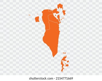 Bahrain map orange Color on White Backgound  illustration eps 10