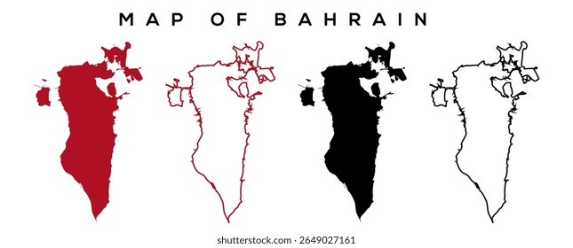 Bahrain Map Outline – Minimal Vector
