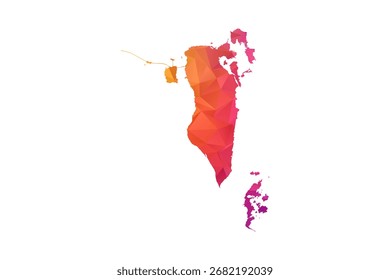 Mapa do Bahrein - Ilustração vetorial em estilo polígono em laranja e rosa, baixo design geométrico poly, isolado no fundo branco para infográficos e educação.
