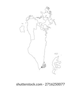 Mapa de Bahréin con provincias delinean límites Diseño de Vector sobre fondo blanco