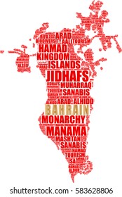 Bahrain map silhouette vector tag cloud