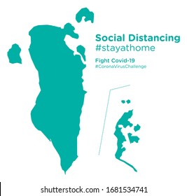 Bahrain map with Social Distancing #stayathome tag
