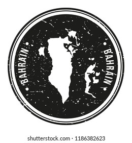 Bahrain Map Symbol. Round Design Stamp Travel and Business.