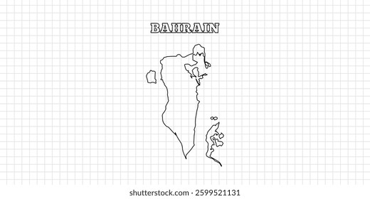 Bahrain map travel with outline simple drawing version Illustration