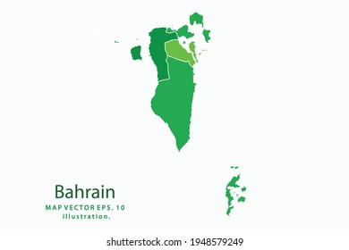 Bahrain map. Vector eps10. green color. on white backgrounds.