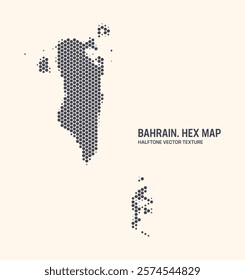 Bahrain Map Vector Hexagonal Halftone Pattern Isolate On Light Background. Hex Texture in the Form of a Map of Bahrain. Modern Technological Contour Map of Bahrain for Design or Business Projects