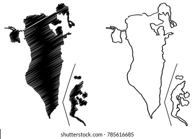 Bahrain map vector illustration, scribble sketch Kingdom of Bahrain