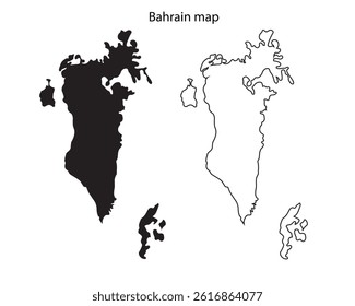 Bahrain map vector illustration, Bahrain map silhouette, Bahrain country Landscape, Black and white Bahrain map