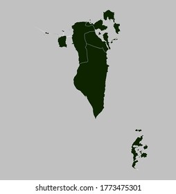 Bahrain map vector, isolated Green color on gray background