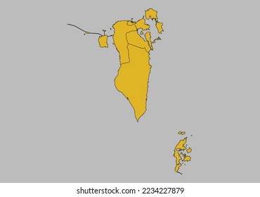Bahrain map vector, Isolated on gray background