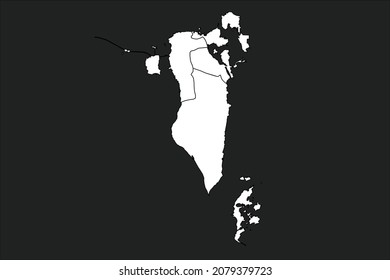 Mapa de Bahréin de color blanco sobre fondo negro