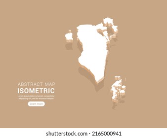 Bahrain map white on brown background with isometric vector.