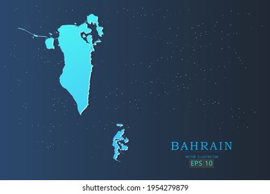 Bahrain Map - World Map International vector template with 3d, gradient blue color and stars isolated on galaxy background - Vector illustration eps 10