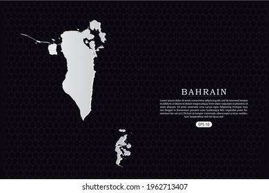 Bahrain Map - World Map International vector template with White Color isolated on hexagon background - Vector illustration eps 10