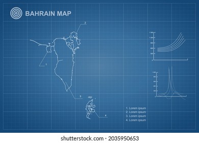 Mapa de Bahréin - Mapa Mundial Plantilla vectorial internacional con estilo de contorno y color blanco aislado en el fondo del plano - Ilustración vectorial eps 10