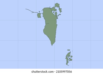 Bahrain Map - World map International vector template with green color on blue background and grid design for design, education, website, infographic, banner - Vector illustration eps 10