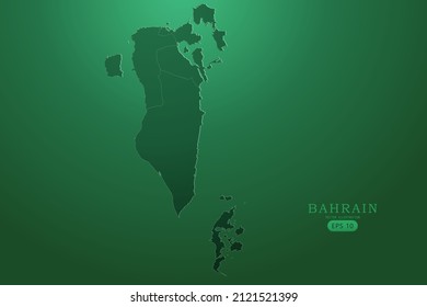 Bahrain Map - World Map International vector template with High detailed and Green gradient color isolated on green background for design, infographic - Vector illustration eps 10