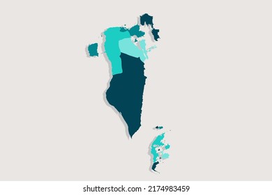 Bahrain Map - World Map International vector template with High detailed including blue and green outline color isolated on white background - Vector illustration eps 10